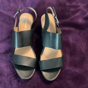 AEROSOLES Women's Black Strap Sandals